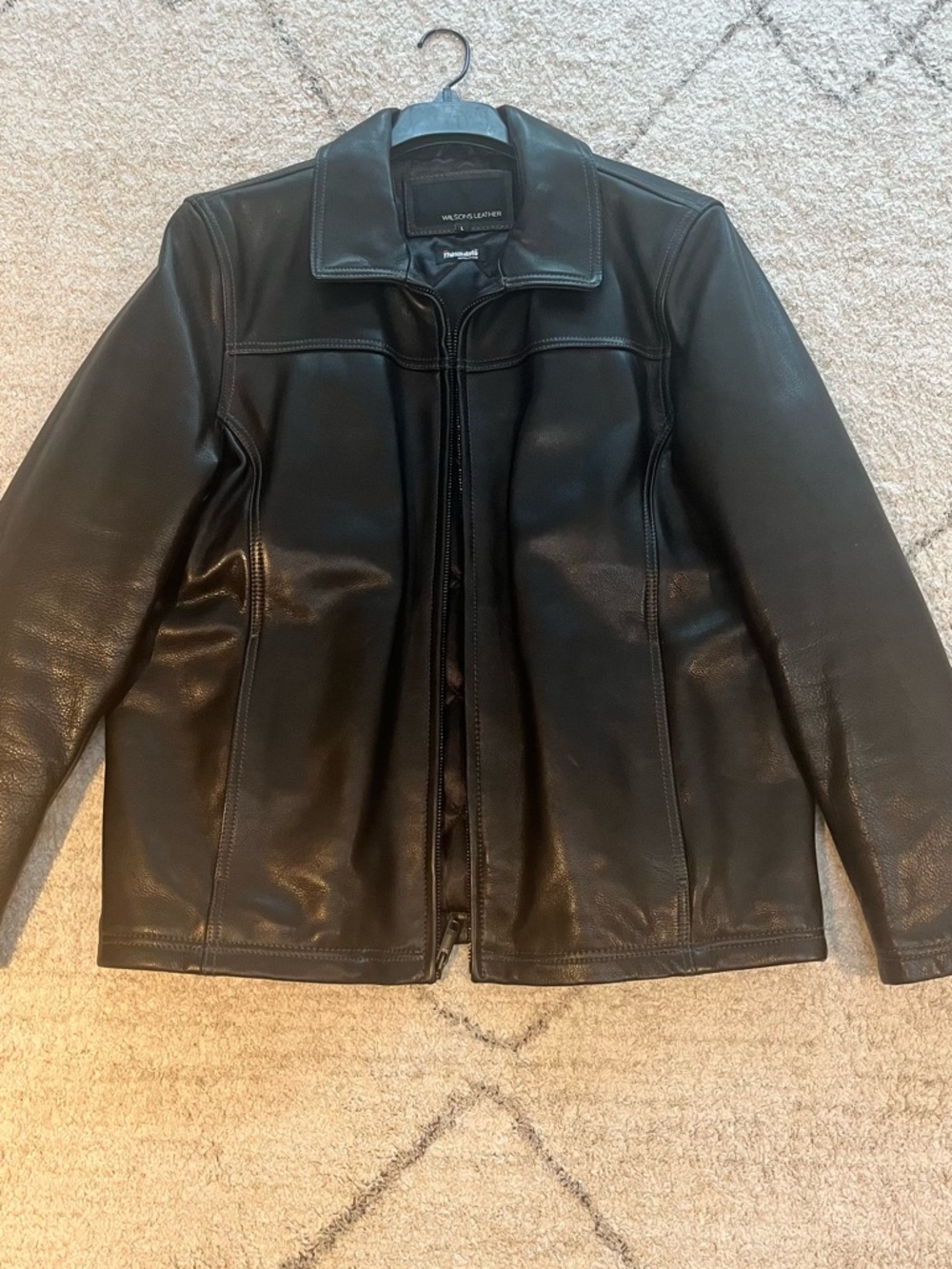 Wilsons Leather Men's Black Smooth Leather Zip-Front Jacket